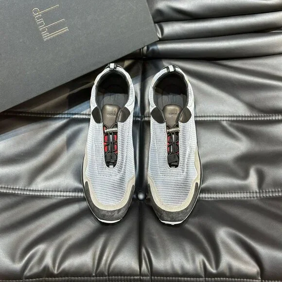 Dunhill Mens Lace-Up Leisure Mesh Sneakers Grey - Picture 2 of 10